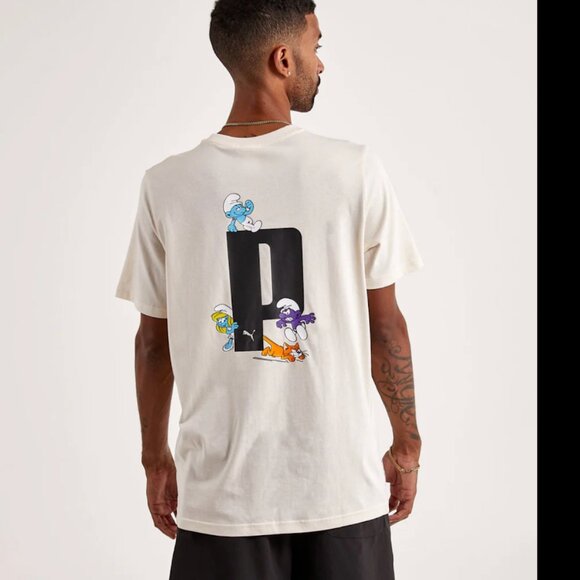 NWT PUMA x THE SMURFS Graphic Tee Mens L - Picture 1 of 4